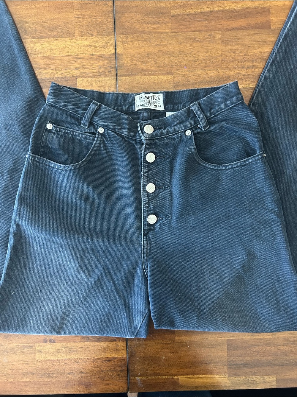 VTG Palmettos High Waisted Button Fly Black Mom Jeans 26